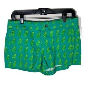 J Crew Pineapple Print Chino Shorts Size 2 Green Preppy Summer
